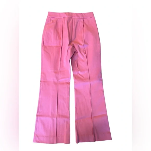 NWT Derek Lam CROPPED PINTUCKED STRETCH-COTTON TWILL FLARED PANTS IN PINK